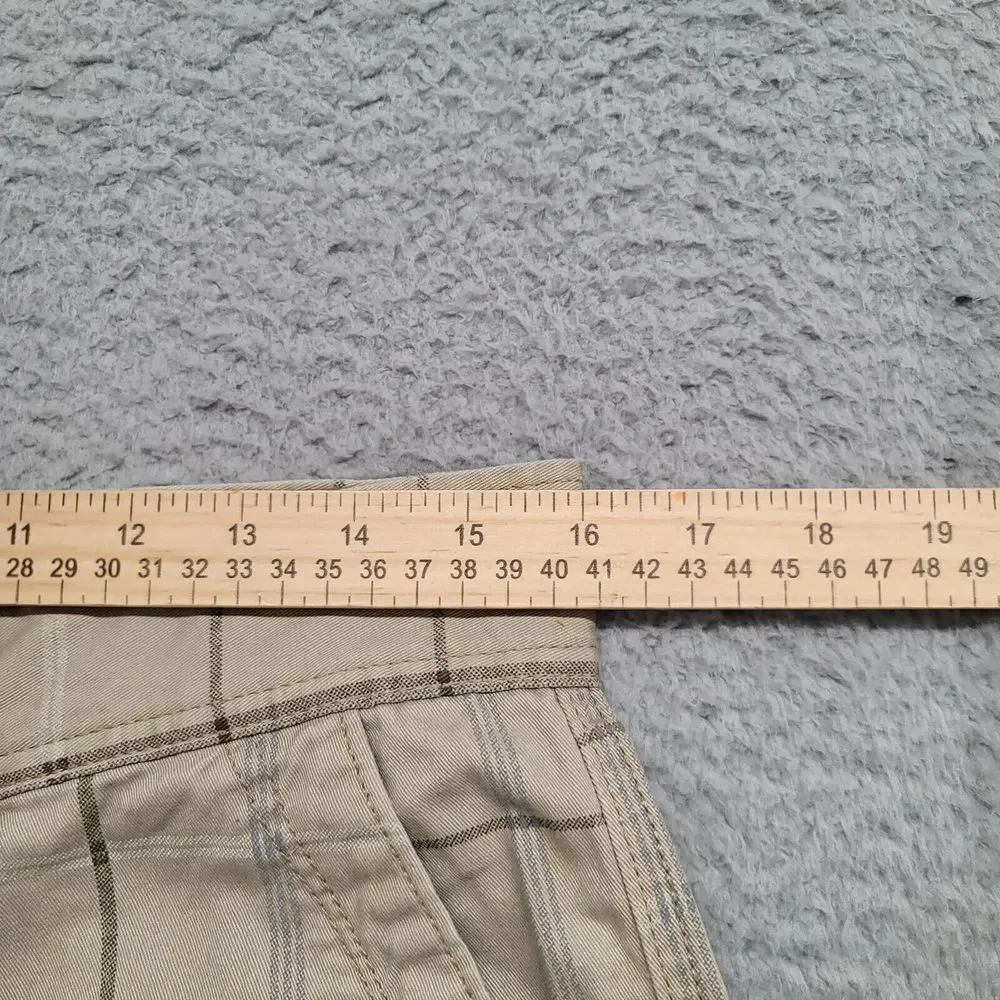 OP Shorts Mens 30 Tan Plaid Flat Front Chino Cotton 10
